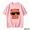 Couple Tee Bubu Is Watching Movies And Milk Tea With Dudu Tshirt Cartoon Cute Graphic Tees For Ladies Kawaii Cotton Unisex Tops