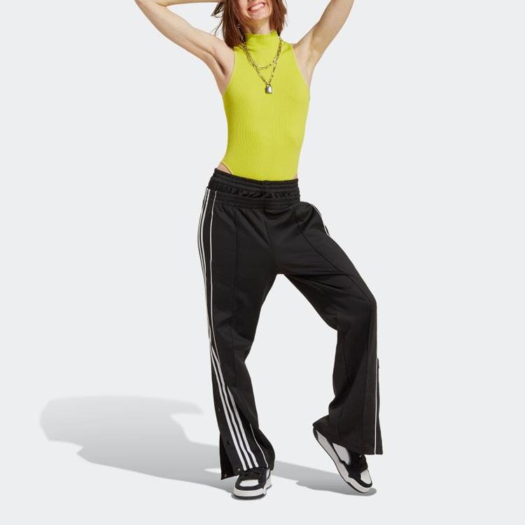 Adidas Originals Trefoil Stripe Elastic Waist Straight Casual Pants Women Bottoms Black IC5585