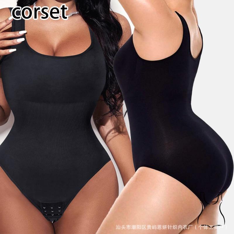 

U Neck Sleeveless Tummy Control Bodysuit Shapewear Corset S чорний