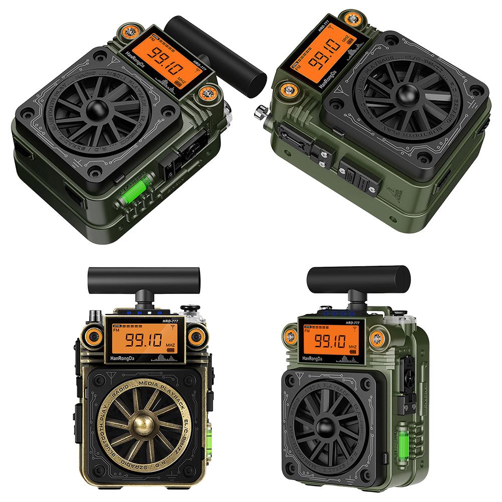 HRD-777 FM MW SW VHF WB Full-Band Radio Fingertip Gyroscope Mini Radio Multi-Function Bluetooth Speaker Emergency Survival Radio