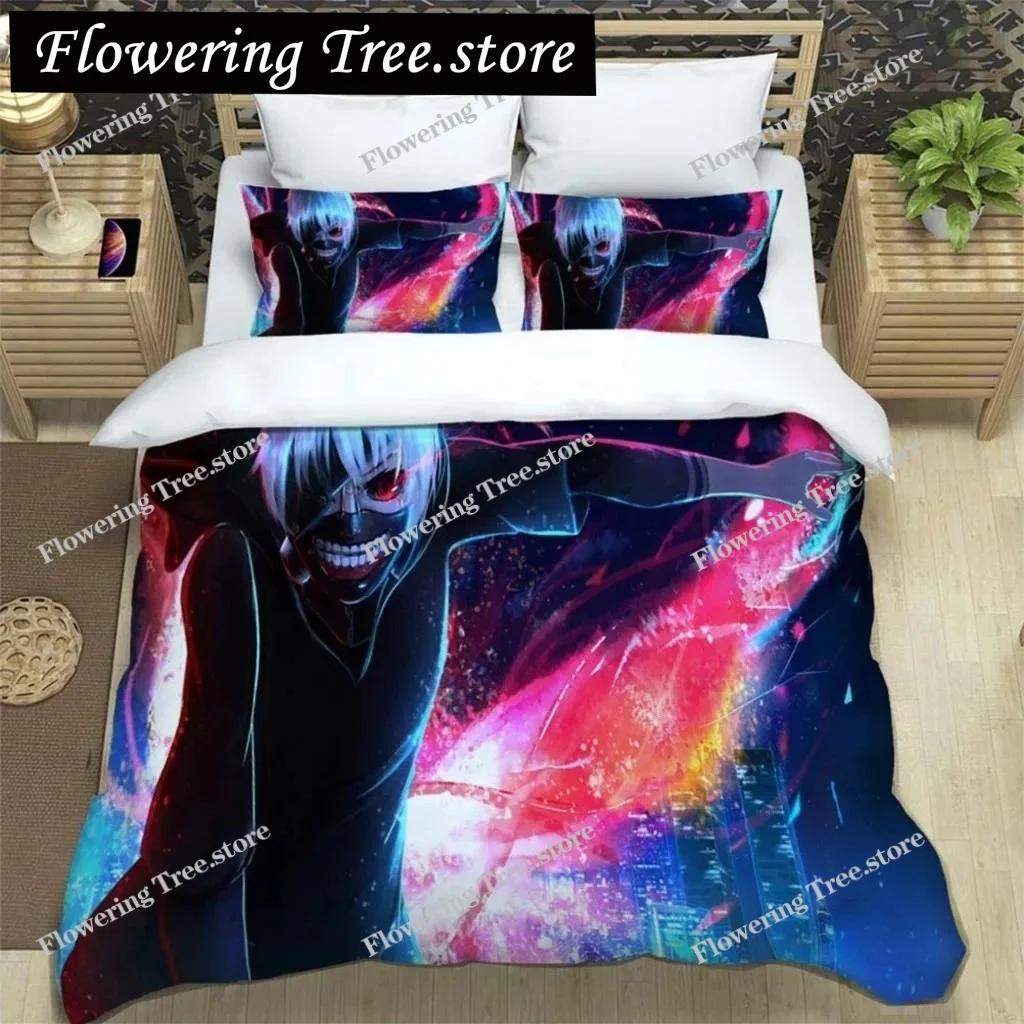 Set Biancheria da Letto in Poliestere con Stampa Digitale Anime di Moda Giapponese per Ragazzi e Ragazze, Set Biancheria da Letto per Giovani, Regalo per Coppie