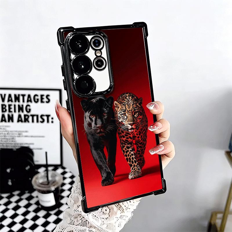 Black Panther Coole Tierbeschichtung Handyhülle Für Samsung Galaxy S24 S25 FE S26 Edge S23 Ultra S22 S21 Plus S20 Anti-Fall Airbag
