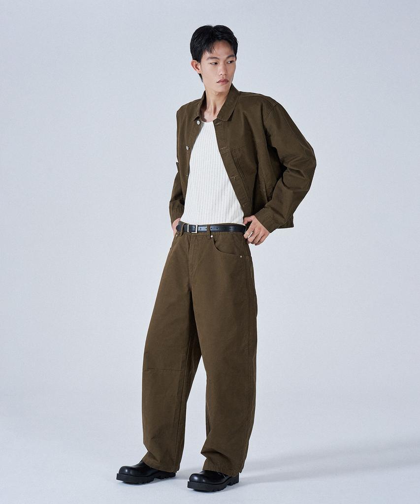 PROJECT3 Compact Twill Trucker Jacket [Brown]_Tj0710