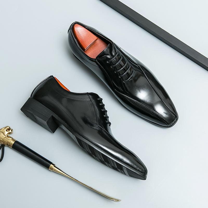 New Business Men's Shoes Oxfords Square Toe Lace-up Spring Autumn Brown Black Mens Dress Shoes Zapatos De Vestir Hombre