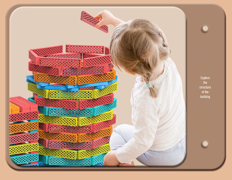 Akiki Creative Educational Building Blocks Set for Kids - Rice Hole Sticks for Stacking and Construction Play