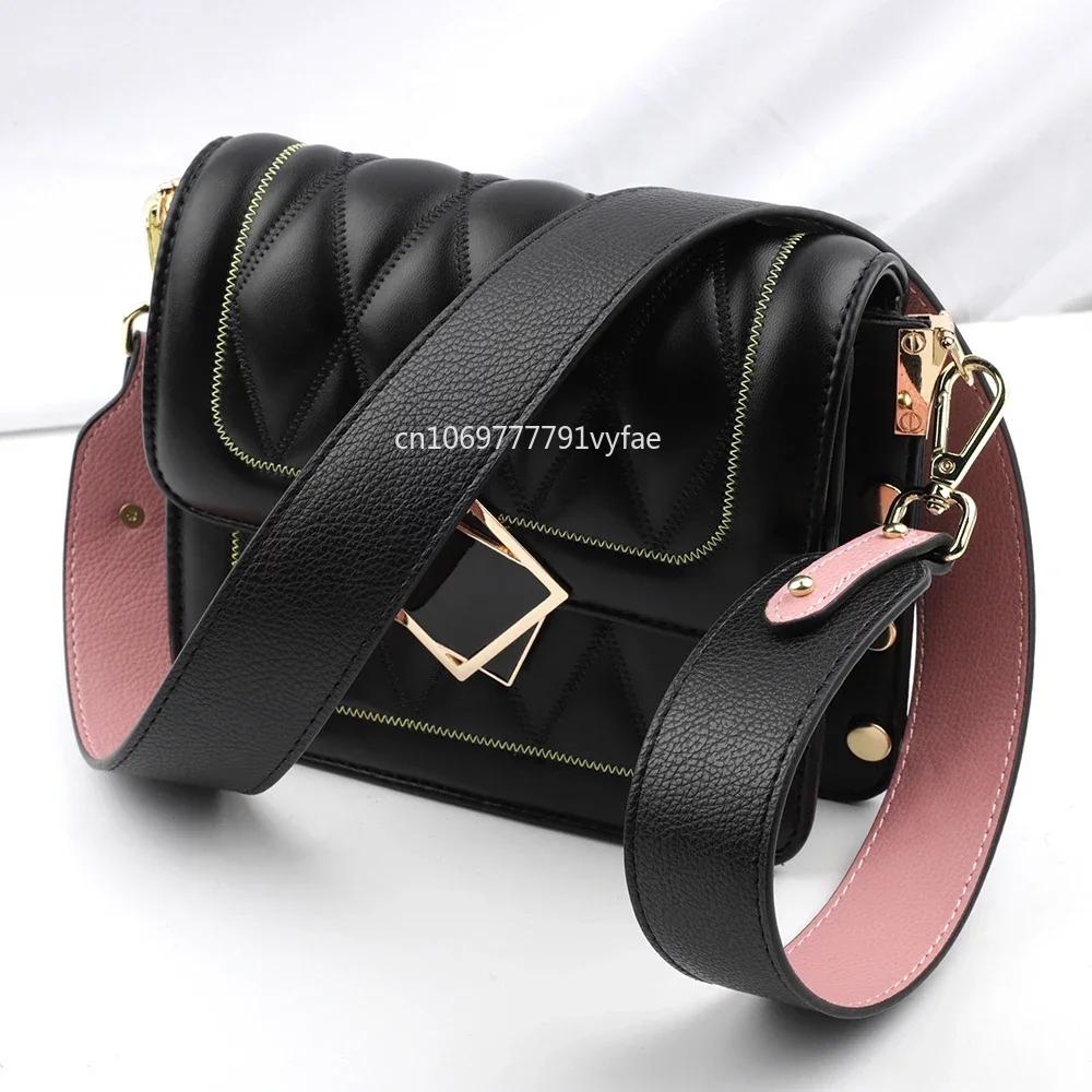 95cm Luxury Genuine Leather Double-sided Bag Strap Wide Shoulder Strap Cross Body Adjustable Belt Replacement Bag Accessories