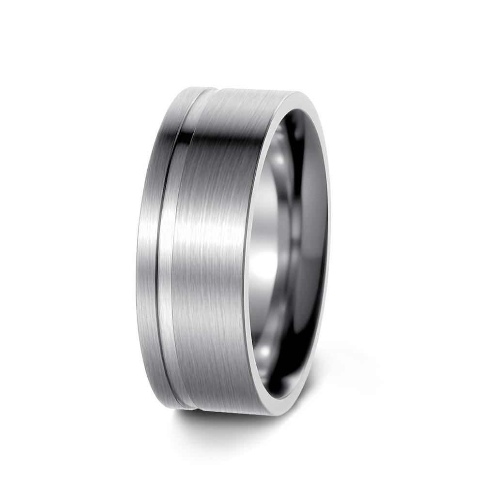 European-American Men's Titanium Steel Fashion Wedding Ring - Thin Line Light Luxury