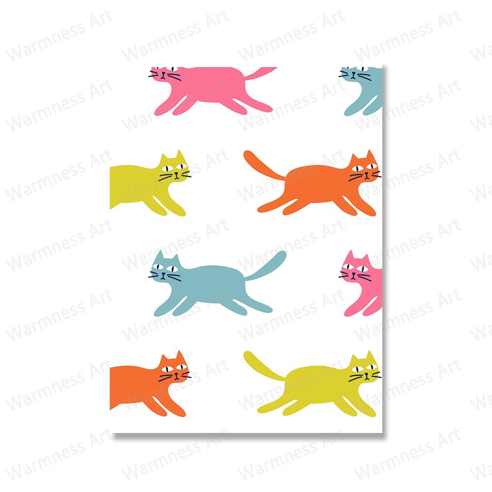 

Мультяшные коты Постеры и принты Холст Живопись Настенные картины для гостиной Детской спальни Детской комнаты Cuadros Домашний декор 21x30cm No Framed фиолетовый