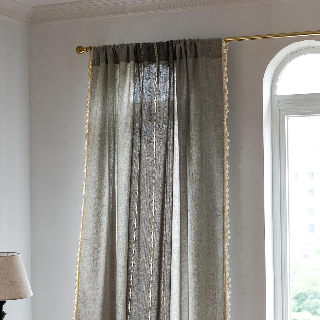 Curtain Finished American Country Retro Balcony Bedroom Dining Room Kitchen Personalized Embroidery Flower Retro Bay Window