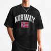 Norwegen Norge Norwegische Flagge T-Shirt Gewaschen Kurzarm T-Shirts Mode Herren Damen Streetwear T-Shirt