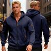 Hanorac Gros pentru Bărbați cu Fermoar, Cald, cu Glugă, cu Buzunare cu Fermoar, Jachetă Sport Casual de Toamnă Iarnă pentru Sală, Activități Zilnice, Streetwear