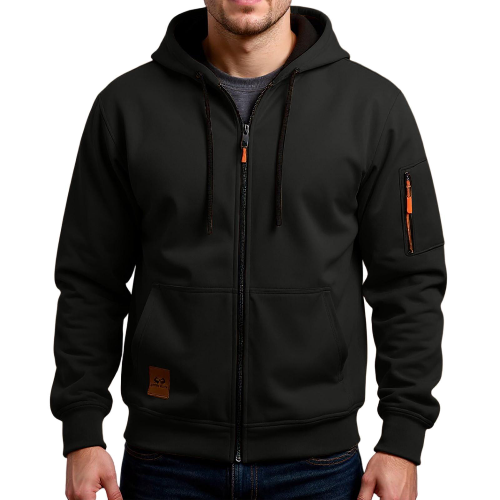 

Мужская куртка на молнии, повседневная куртка-кардиган в стиле ретро с длинными рукавами L чёрный