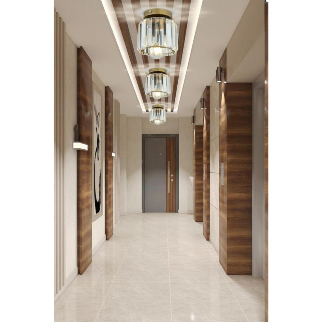 Plafonier Candelabru din piatră de un singur cristal de argint