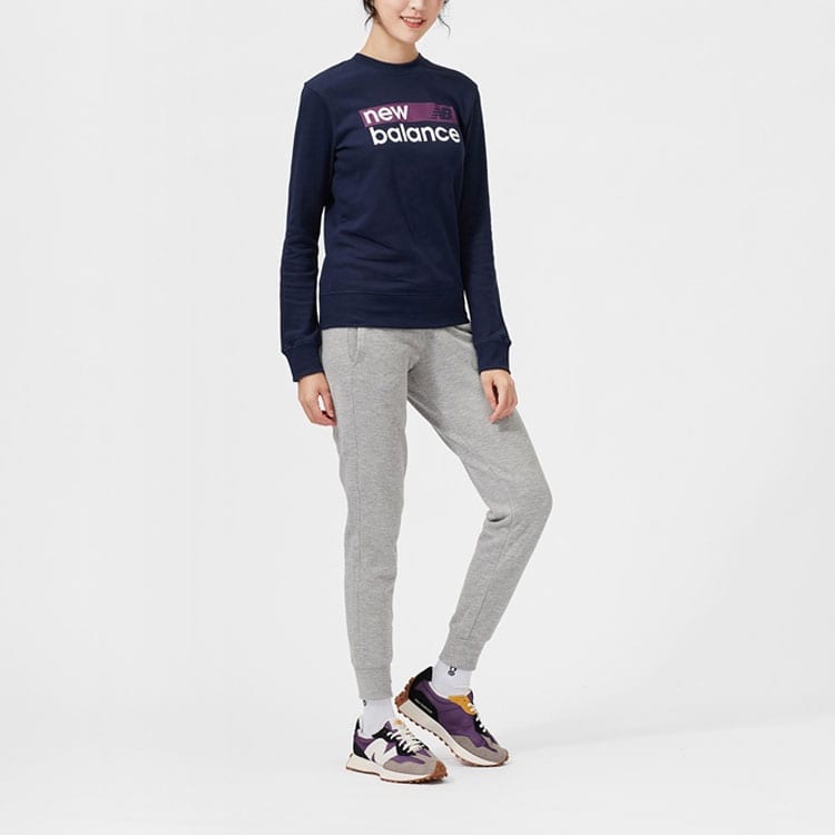 New Balance Lifestyle Casual Sweatshirts Women's Navy Blue Crew Neck Moderate Regular WT03804-PGM