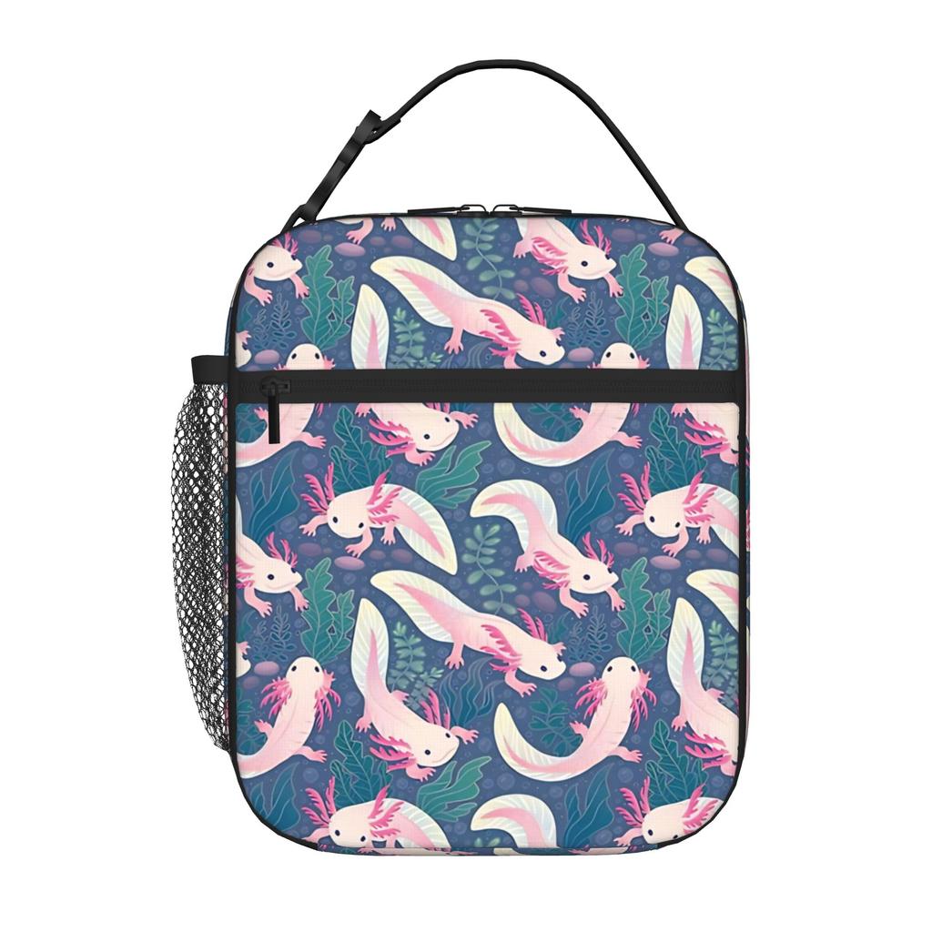 1 Piece Zipper Closure Axolotls Storage Bag Pocket Axolotls School Lunch Food Box Reusable For Lunch Food Bag