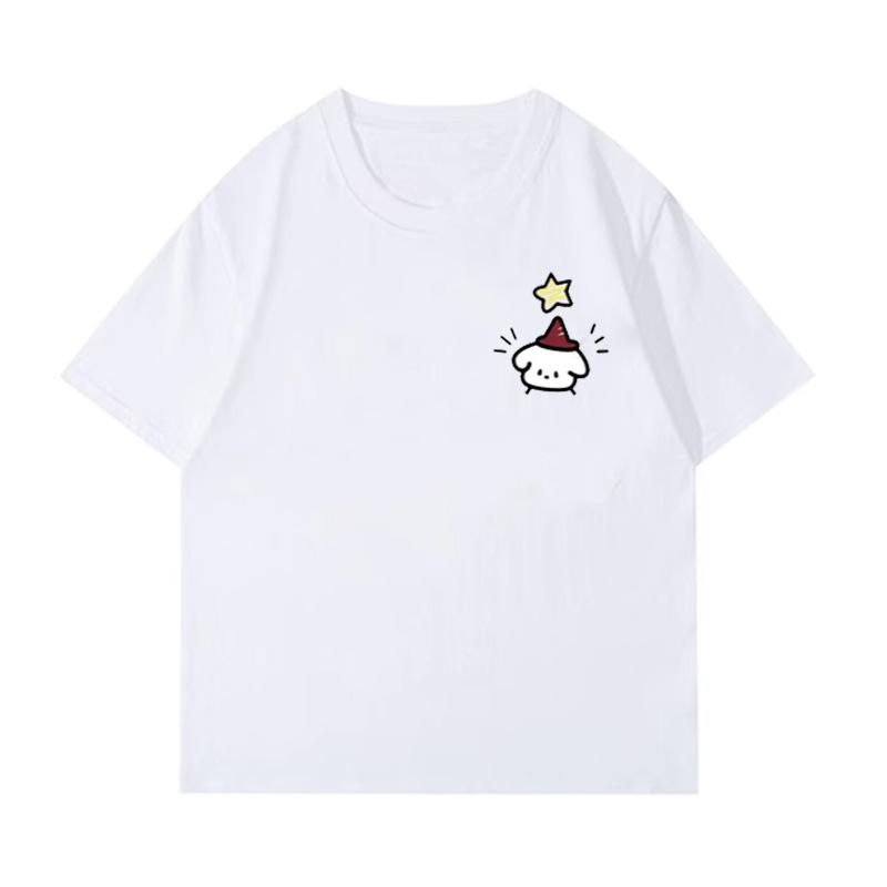 Summer cartoon cute design couple short-sleeved T-shirt pure cotton front shoulder loose men s and women s short-sleeved top T-shirt S