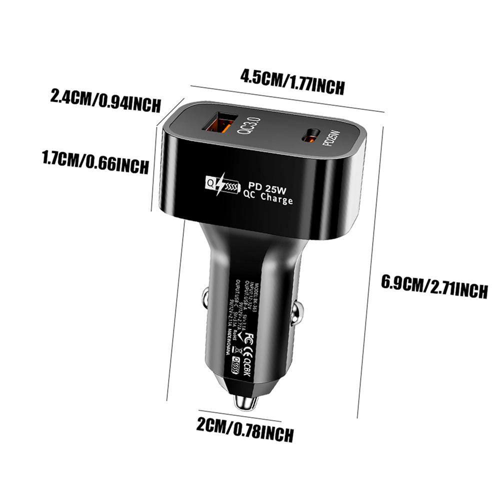 Car Charger USB PD 25W Fast Charging For Xiaomi Huawei iPhone Car Phone Adapter Socket Cigarette Lighter For Volvo RDESIGN