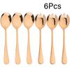 6 Pieces Salad Cutlery Set Stainless Steel Salad Spoon Fork Gold Salad Server European Style Kitchen Tool Accessories