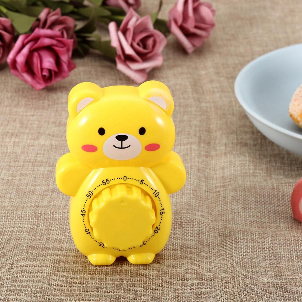 Cartoon Bear Mechanical Kitchen Timer ABS Material Countdown Timers Alarm Clocks Classroom