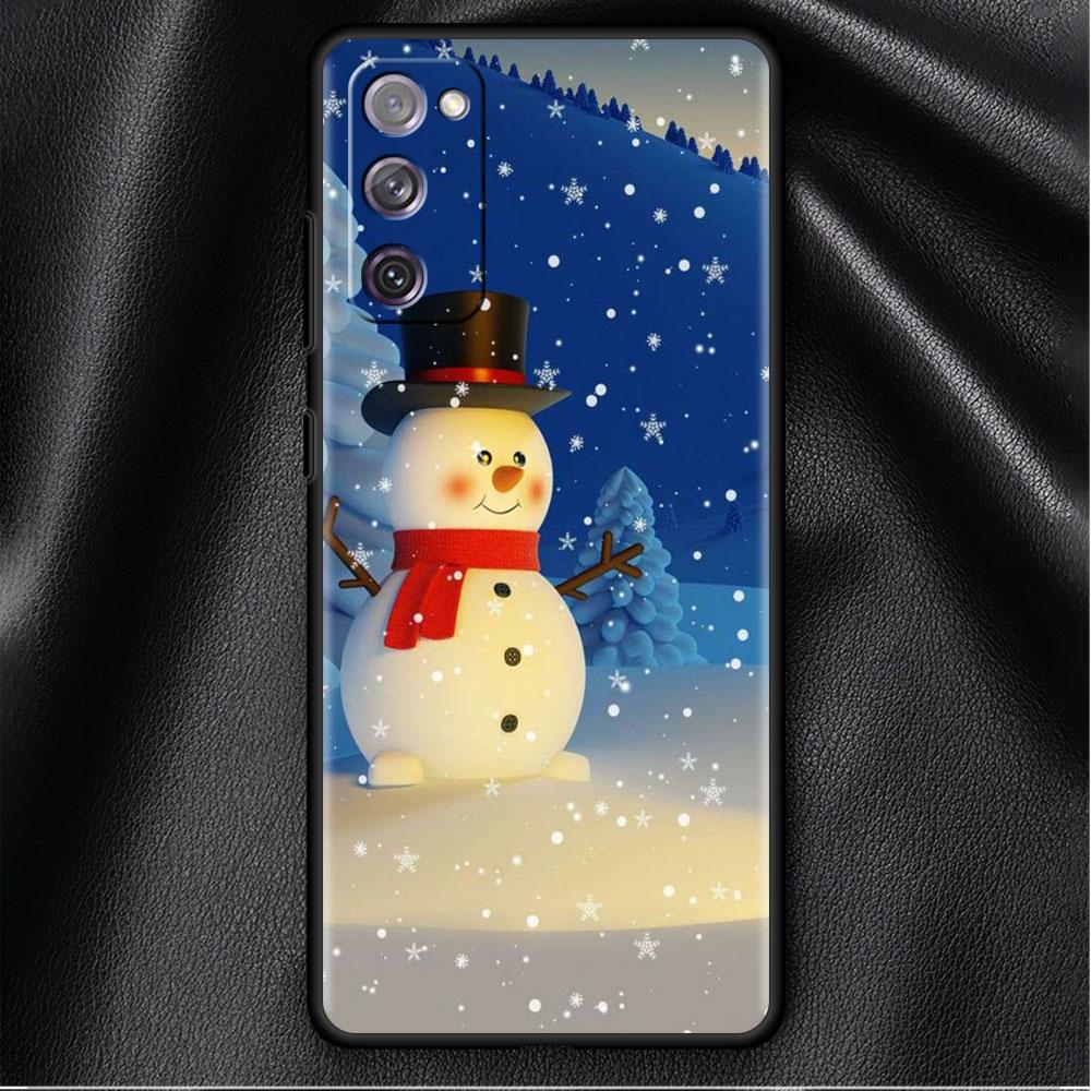 Bumper Case For Samsung Galaxy S22 Ultra S21 FE S20 Plus S10 Lite Phone Cover S10e S9 S8 S7 Silicone Funda Christmas Snowman Sac