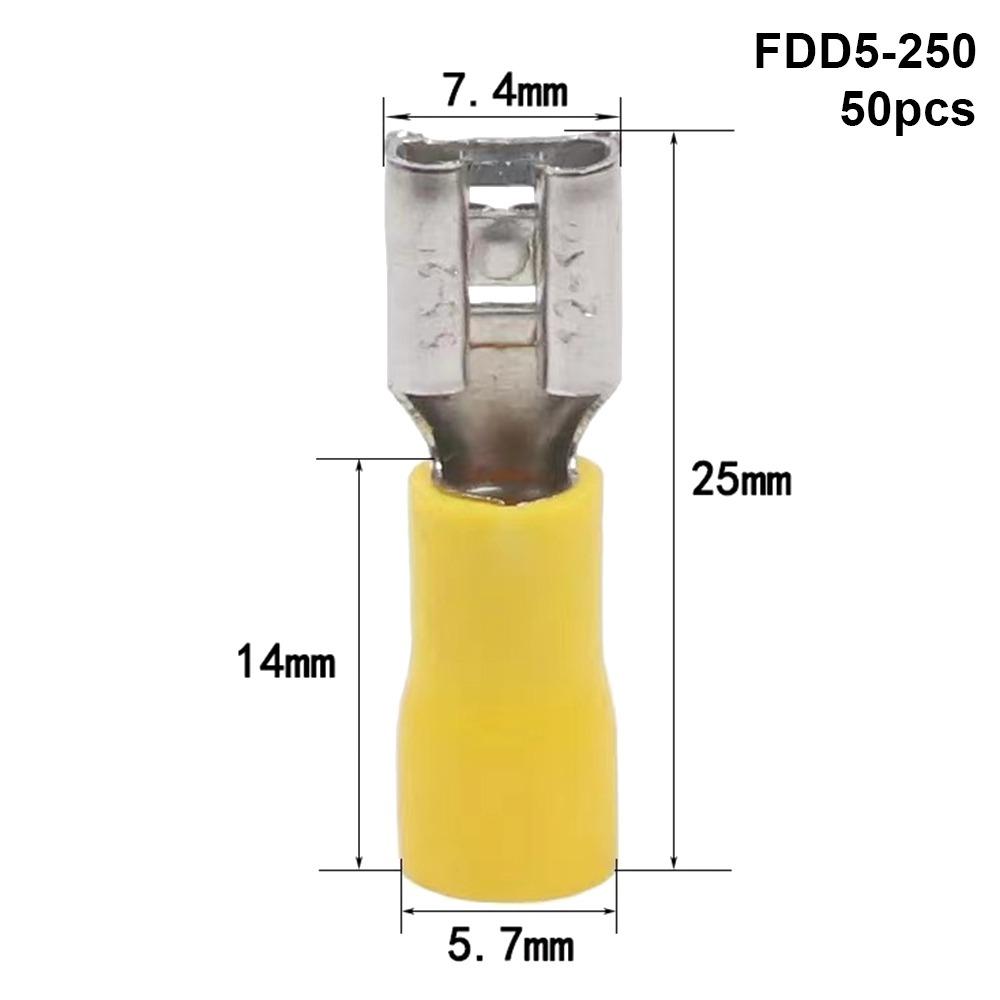 50Pcs 2.8/4.8/6.3mm Wire Connectors FDD/MDD1.25/2/5.5 Female/Male Electrical Crimp Terminal Insulated Spade Quick Disconnects