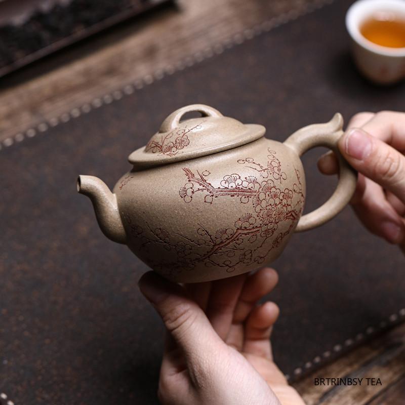270ml Chinese Tradition Yixing Purple Clay Teapot Raw Ore Section Mud Tea Pot Household Handmade Flowers Kettle Zisha Tea Set