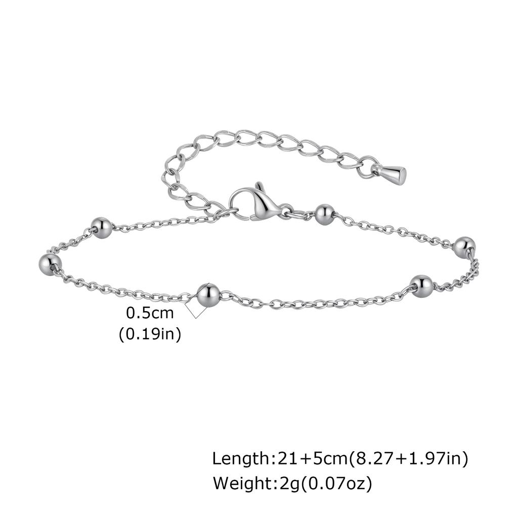Stainless Steel Beaded Chain Anklet for Women,Summer Vacation Waterproof Anklets,Classic Jewelry Gifts