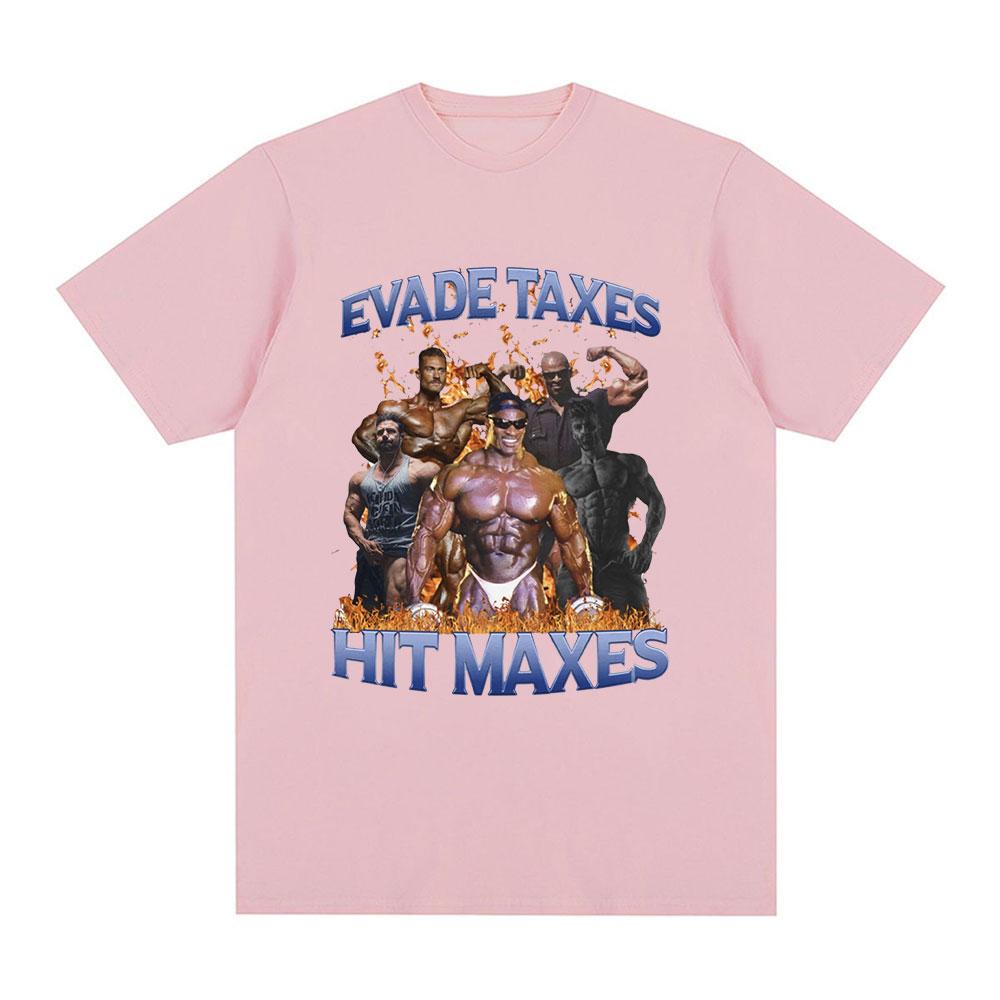 Vyhýbejte se daním Hit Maxes Gym Meme Grafické tričko Pánská móda Hip Hop Vintage Trička s krátkým rukávem 100% bavlna Tričko Nadměrné