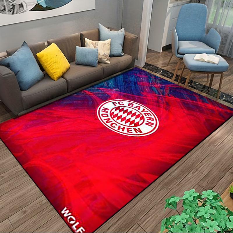 "FC Bayern Munich Logo Carpet, Red and Blue Abstract Design Mat" Suitable for use as an anti-slip for living room bedroom sofas