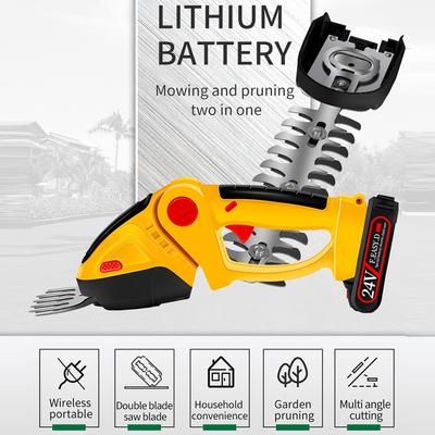 24V Cordless Electric Grass Hedge Trimmer Lawn Mower Battery Rechargeable Shear Hedger Motor 2 In 1 Portable Power Tools Garden