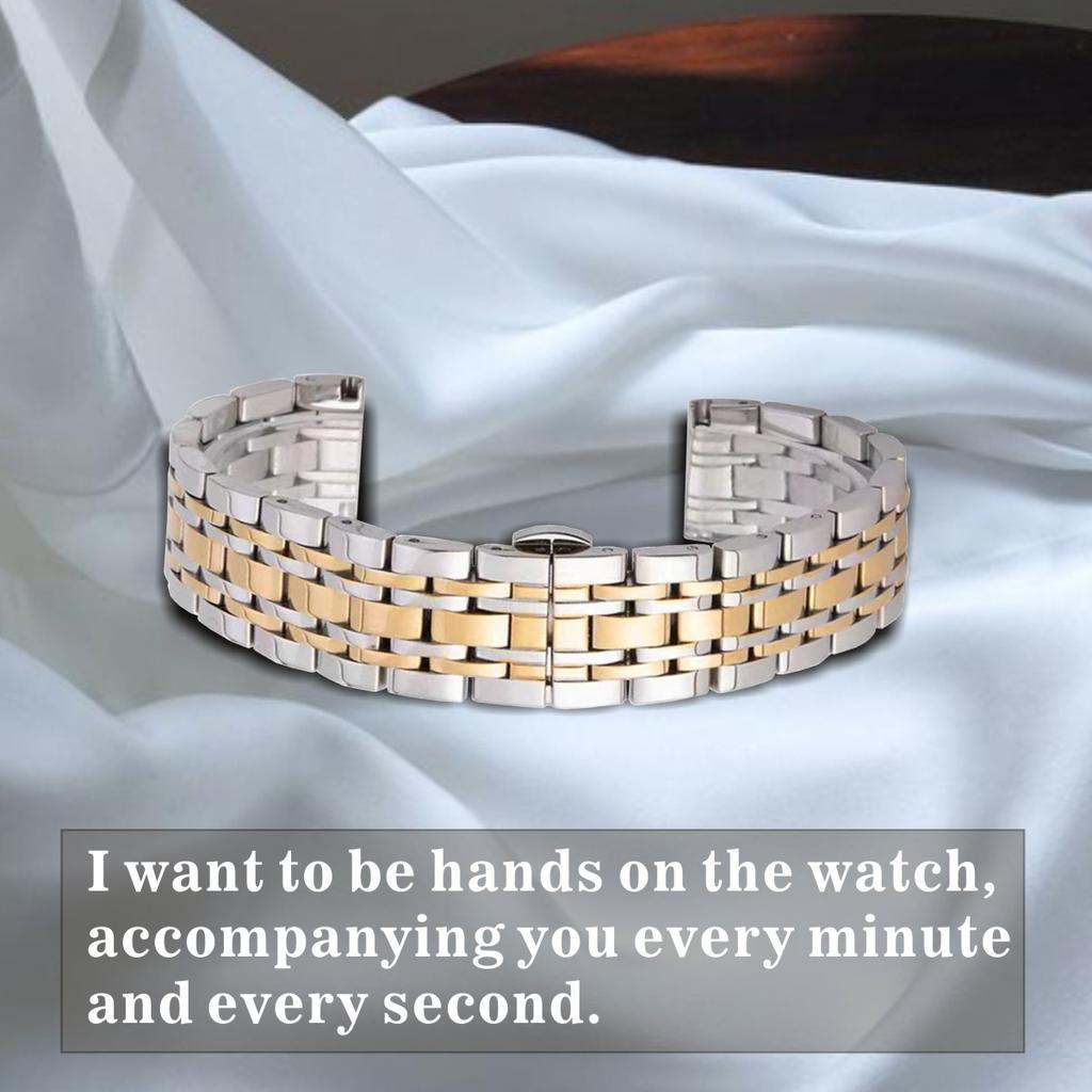 Solid Stainless Steel Luxury Wristband 22mm Presidential Watch Strap for Smartwatch Gold Material 18/20mm Size Options