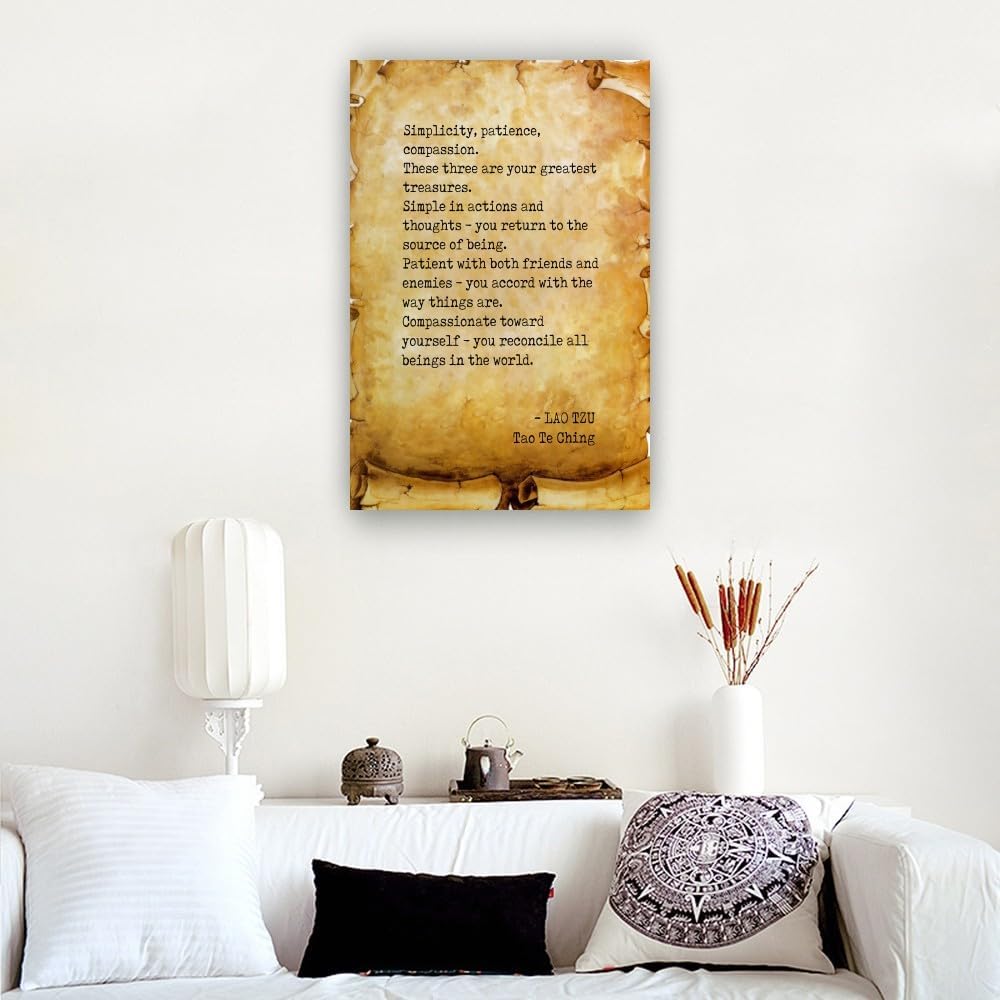 Ghfarez Tao Te Ching Saying Posters Quote Wall Art Vintage Motivational Wall Decor for Bathroom Decorations Modern Pictures Giclee Prints