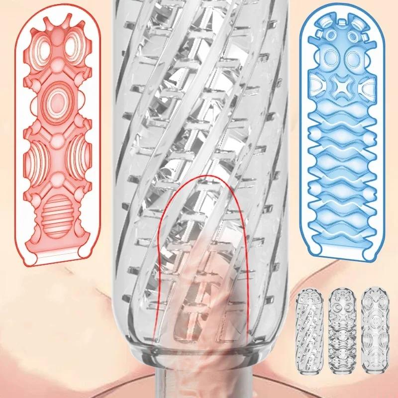 Männlicher Masturbator Cup Weiche Pussy Sexspielzeug Transparente Vagina Ausdauertraining für Erwachsene Zubehör für Erwachsene Vakuum-Taschenbecher für Männer