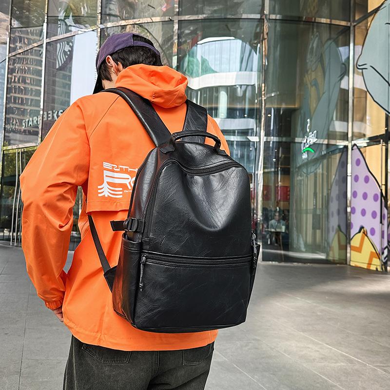 New daily commuting large capacity travel business backpack Korean version soft leather PU backpack