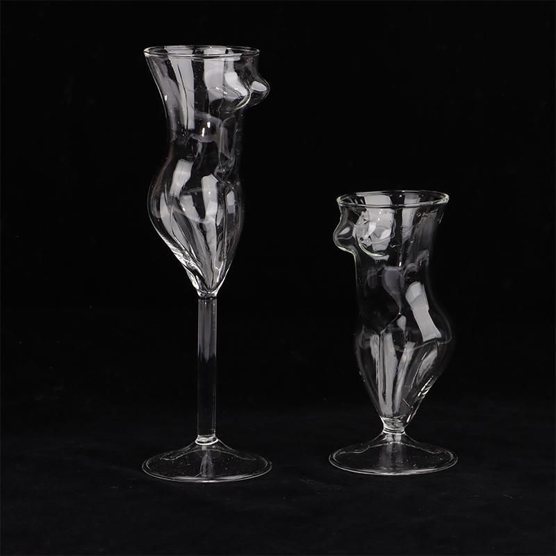 Kreatives Cocktailglas, Mädchenkörperform, Glasbecher, Glasschönheitsbecher