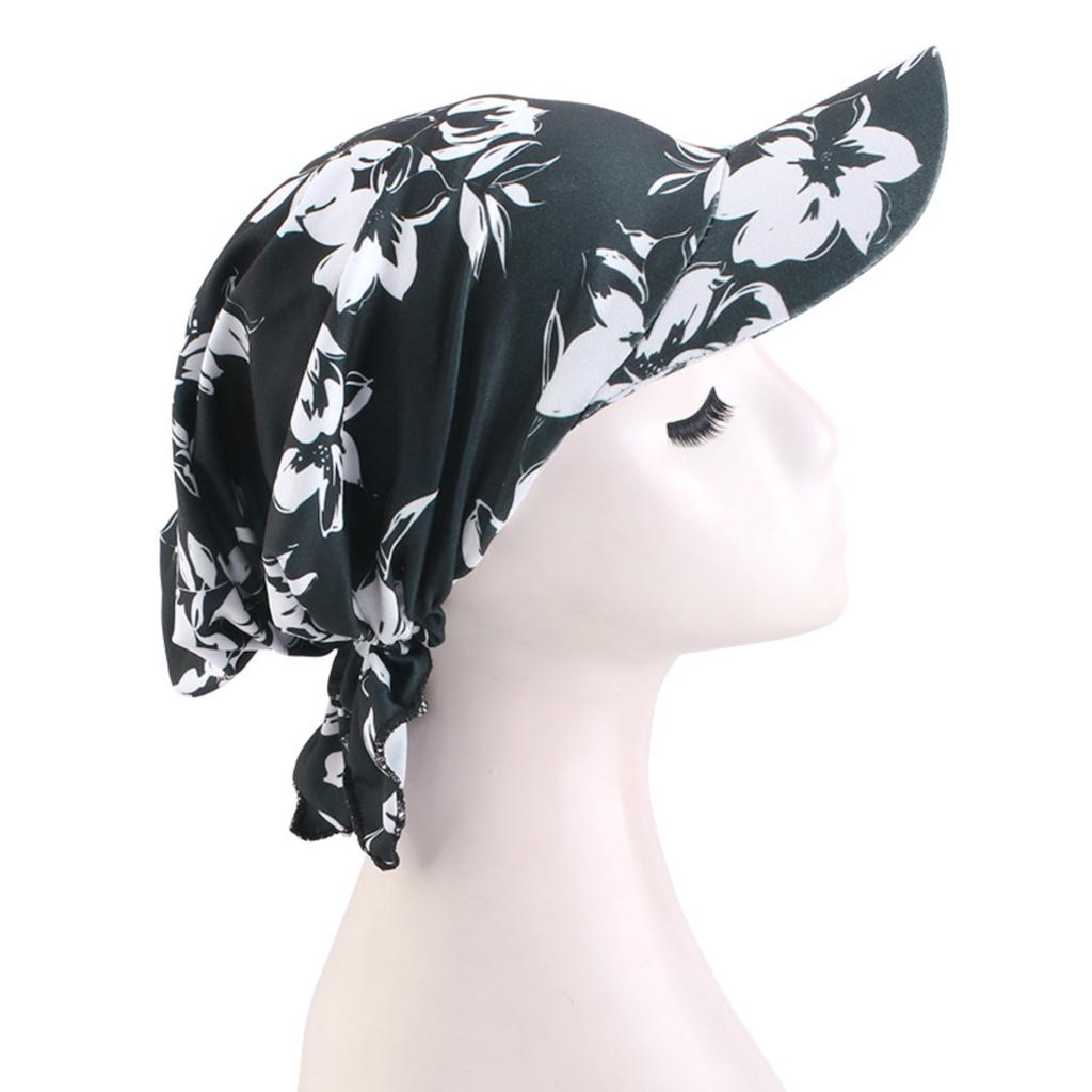 Cotton Outdoor Visor Hat with Attached Scarf Head Cover Adjustable Lightweight Sun Protection Cap for Women and Men