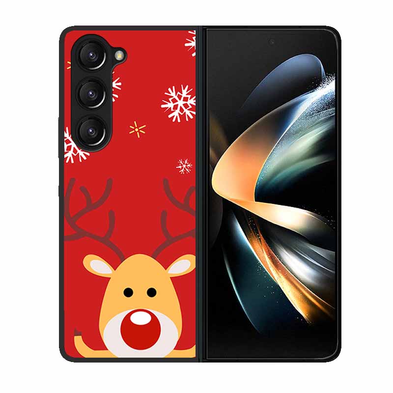 Christmas Case For Samsung Galaxy Z Fold 6 5 4 3 Cover Fold5 Fold4 Lovely Black Hard Plastic PC Cover For Galaxy Z Fold5 5G Case