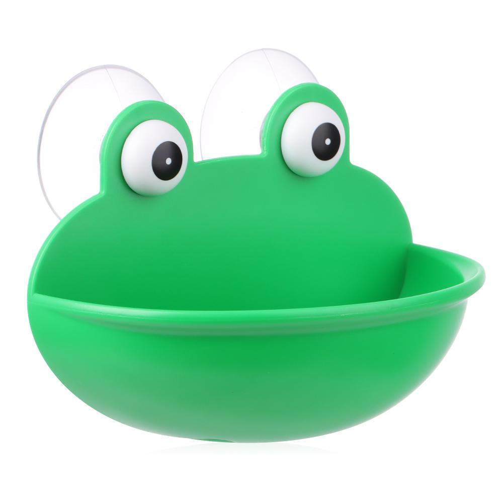 Self-adhesive Leaking Water Drain Rack Cartoon Sucker Soap Dish Frog Soap Holder Storage Box