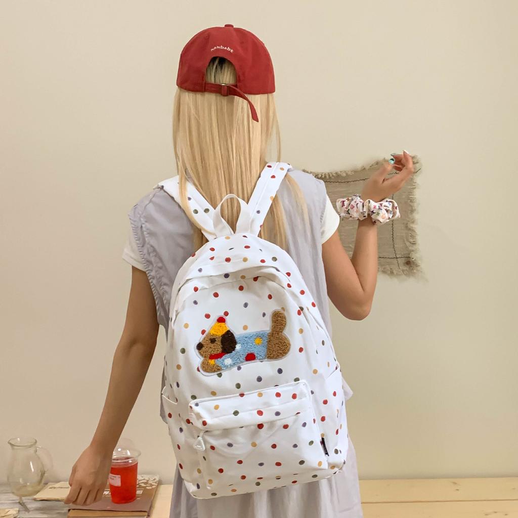 Schoolbag High-value Schoolbag Female Junior High School Student Cute Puppy Computer Backpack Girl High School Student Travel Backpack Tide