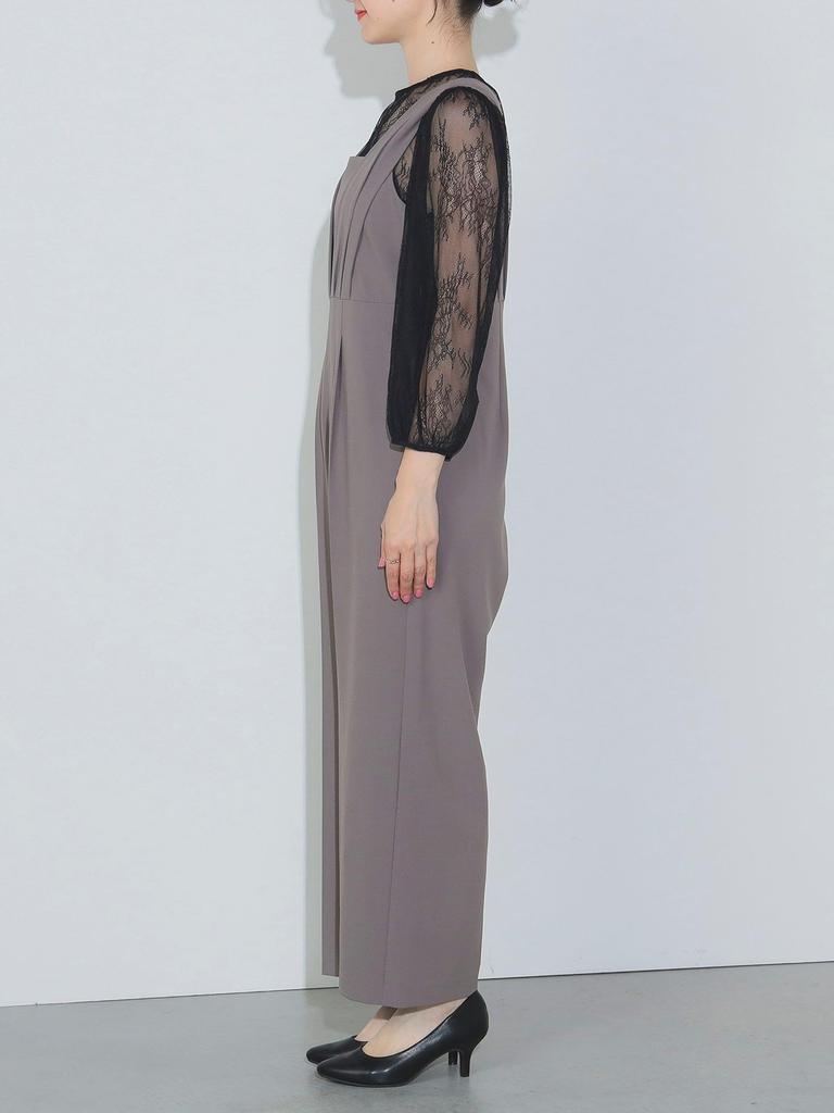 Beams Heart Women's Lace Jumpsuit in Grey and Black, One Size