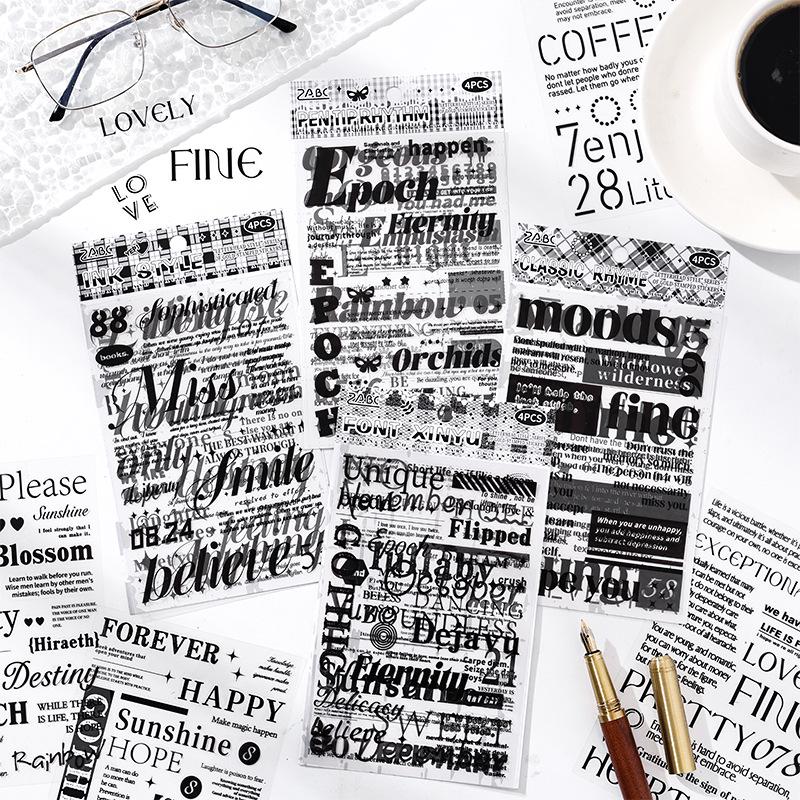 

Yuezhen Creative English Imprint Die-Cut PET Journal Stickers