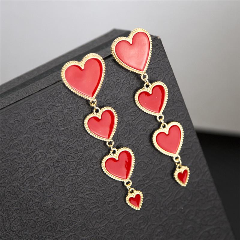 Long Earings White Red Heart Love Enamel Drop Dangle Earrings For Women Fashion Jewelry Korean Statement Party Pendientes Mujer