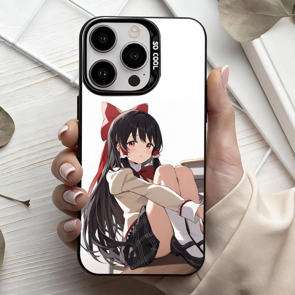 H-Hakurei Reimu T-Touhou Phone Case For iPhone17,16,15,14,13,12,11 Plus,Pro Max Black Candy Silver Plated Cover