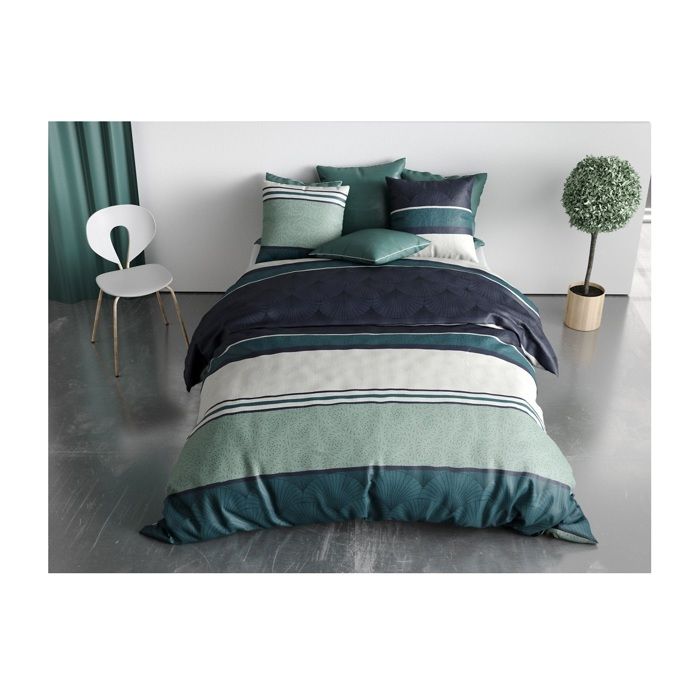 Housse de couette + 2 taies - Atika - 260 x 240 cm - Coton doux - Design contemporain