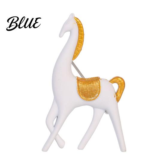 Simple Horse Design Accessory Minimalist Brooch White Black Alloy Lapel