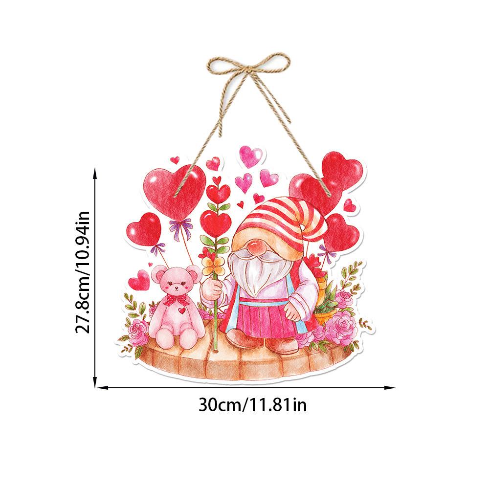 Valentines Pink Day Door Hanging Decor With Flowers Heart Design Party For