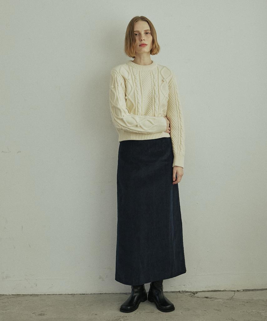 Yeoppe Corduroy Line Skirt_Navy