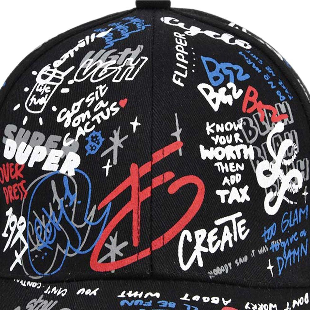 Hip Hop Personality Baseball Hat Printing Graffiti Hip Hop Baseball Cap  Summer