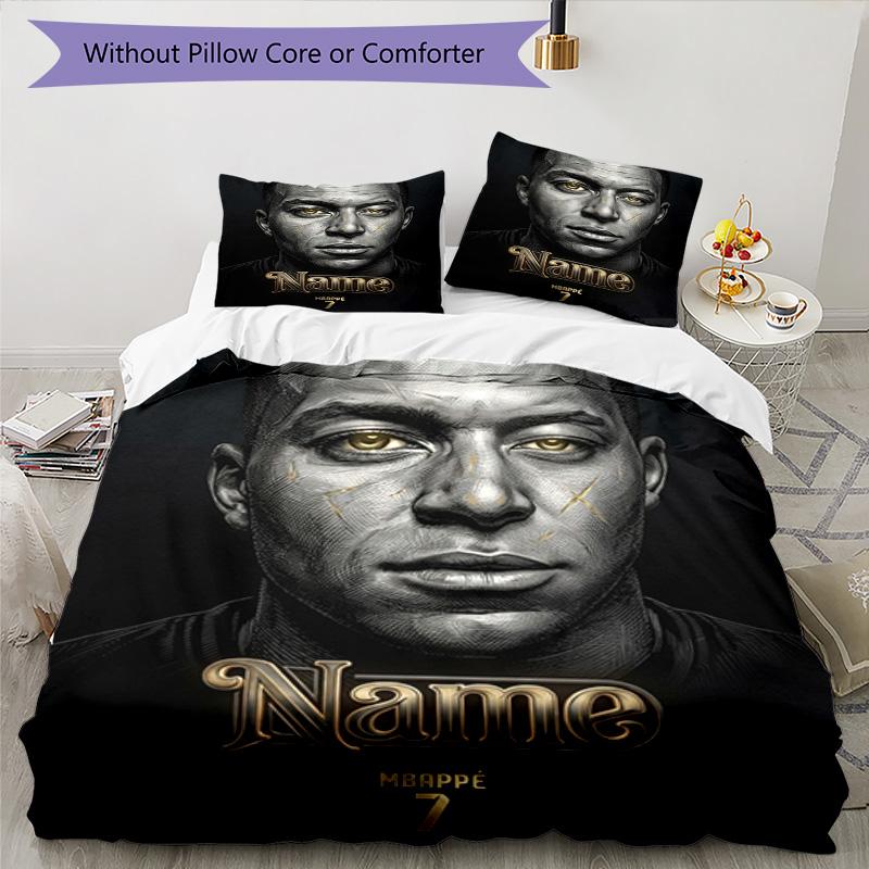 Messi Dark Custom Name Portrait Personalized Name Bedding Set,Premium Bed Linen for Bedroom Home Decoration,Perfect Collectible Gift for Messi Fans,Ea