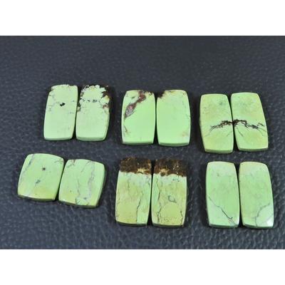 115Cts. Natural Lemon Chrysoprase Octagon Cabachon Loose Gemstone 06Pcs Lot C-2585